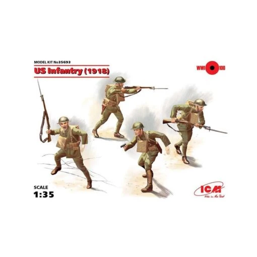 1/35 US Infantry (1918) 4 Figs ICM 35693 -Scalemodelshop Sales Store 1628590514 78896600