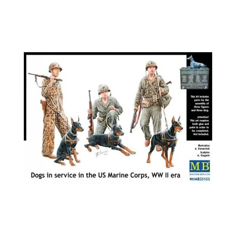 1/35 Dogs In The Service In Marine Corps WW II Masterbox S35155 3 1/35 Dogs In The Service In Marine Corps WW II Masterbox S35155