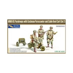 1/35 WWII US Paratroops With Cushman Parascooter And Cable Reel Cart Gecko Models 35GM0042