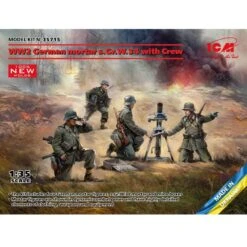 1/35 WW2 Mortar GrW 34 W/ Crew (4 Figs) German 35715 ICM